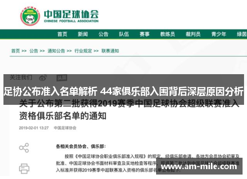 足协公布准入名单解析 44家俱乐部入围背后深层原因分析